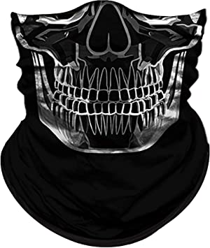 Obacle Skull Face Mask Half for Dust Wind Sun Protection Seamless 3D Tube Mask Bandana for Men Women Durable Thin Breathable Skeleton Mask Motorcycle Riding Biker Fishing Cycling Sports Festival