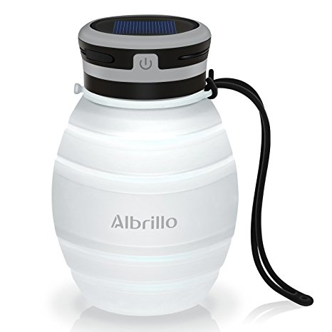 Albrillo LED Solar Camping Lantern 3 Modes Rechargeable Waterproof IPX7 Foldable Bottle Light White