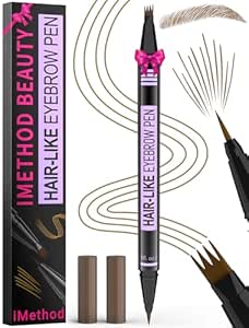 iMethod Eyebrow Pen - Eyebrow Pencil Magic 2-in-1 Eye Brow Pencils for Women with 4-Fork-Tip and Precise Brush-Tip Create Natural Hair-Like Brows, Last All Day, Microblading Eyebrow Pen, Light Brown