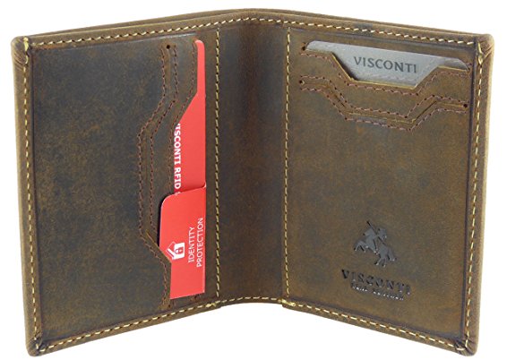 Visconti Quality Leather Slimline Compact Credit Card Holder Wallet With RFID Protection