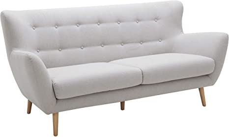 Rivet Isabelle Mid-Century Modern Sofa with Tapered Wood Legs, 76"W, Felt Grey