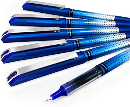Uni-Ball UB-185S Vision Needle Rollerball Pen – 0.5mm Needle Point – Pack of 6 – Blue