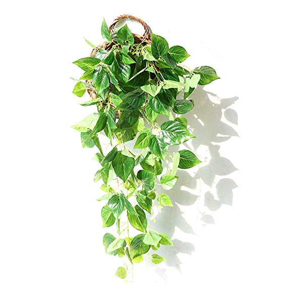 Veryhome Artificial Hanging Plants Ivy Vine Fake Leaves Greenery 3ft for Home Wall Wedding Outdoor Decoration Pack of One (Scindapsus Vine)