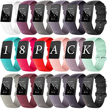Wekin Replacement Bands Compatible with Fitbit Charge 4/ Charge 3/ Charge 3 SE, Breathable Sports Waterproof Silicone Strap Wristband for Women Men Small Large