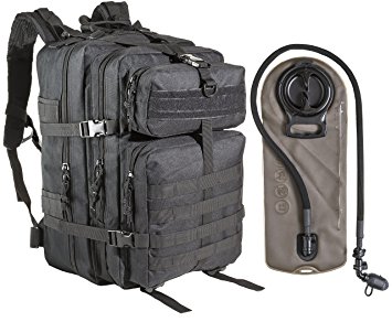 45L Large Military Tactical MOLLE Backpack With 2.5L Hydration Bladder by MonkeyPaks Bug Out Bags, Assault, Hunting, Hiking Rucksack