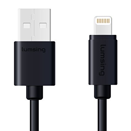 Lumsing Lightning to USB Cable Apple Certified Sync and Charging Cord(9.9 Feet/3M) with Ultra Compact Connector Head for iPhone, iPod and iPad(Black)