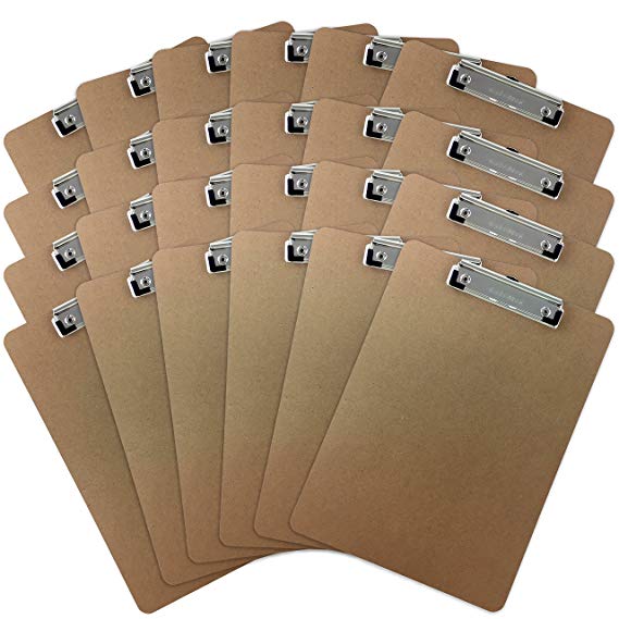 Trade Quest Letter Size Clipboard Low Profile Clip Hardboard (Pack of 24)