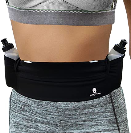 CrosFace Universal Running Hydration Belt with Water Bottle x2 (iPhone X/8/7/6/XR/XS/Max/Plus, Samsung Galaxy S10/S9/S8/S7/Plus & More). Sports Waist Pack Holder for Runners, Exercise and Workouts