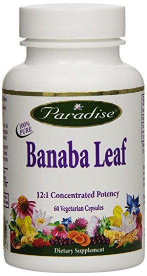 Paradise Herbs Banaba Leaf Vegetarian Capsules, 60 Count(12:1 Concentrated potency)