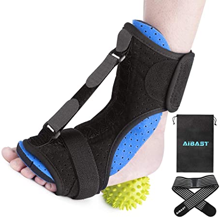 AiBast Plantar Fasciitis Night Splint, 2020 New Upgraded Blue Multi Adjustable Ankle Brace Foot Drop Orthotic Brace for Plantar Fasciitis, Arch Foot Pain, Achilles Tendonitis Support for Women, Men