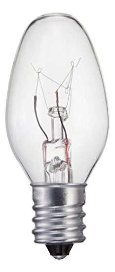 Philips 133876 Clear 15-Watt C7 1/2 Candle Base Ceiling Fan Light Bulb, 2 Pack