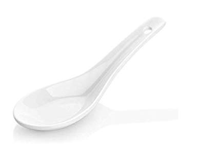 DOWAN 12 Pack Porcelain Soup Spoons, White Bone China