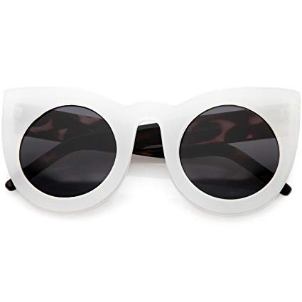 zeroUV - 70s Womens Large Oversized Retro Vintage Cat Eye Sunglasses For Women with Round Lens 48mm