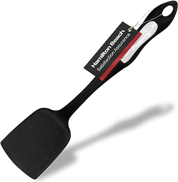 Hamilton Beach Solid Spatula Turner Hard Plastic Heat-Resistant 14in Soft-Touch Ergonomic Handle Heavy Duty, Spatulas Turner for Vegetables & Flipping, Fish, Eggs, Pancakes, & Cookies (Black)