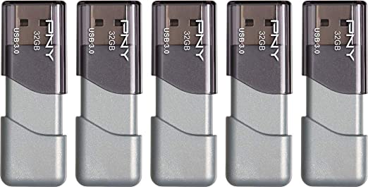 PNY 32GB Turbo Attaché 3 USB 3.0 Flash Drive, 5-Pack