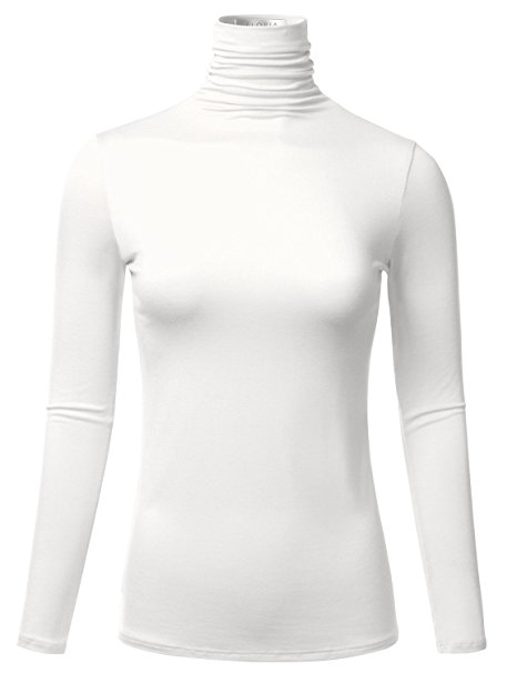 FLORIA Womens Long Sleeve Lightweight Turtleneck Top Pullover Sweater (S-3X)