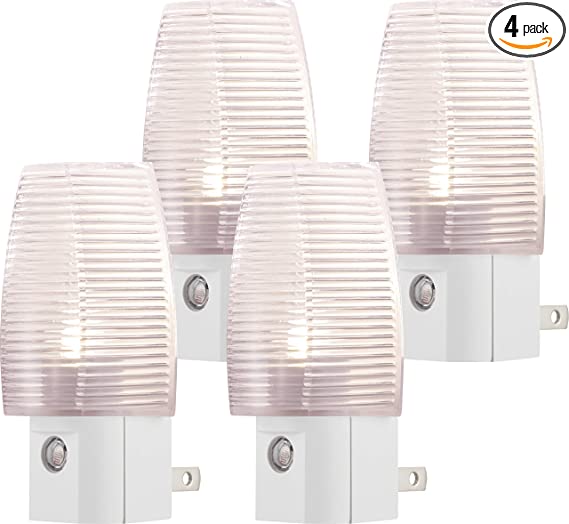Lights By Night Automatic Night, Light Sensing, Auto On/Off, Soft White, Clear Shade, Ideal for Bedroom, Bathroom, Hallway, Stairs, Pantry and Laundry Room, 31924, 4 Pack LED