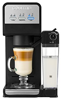 Gourmia GCM4000 3 in 1 Single Serve Coffee Maker and Milk Frother and Steamer - Universal K Cup Compatibility - One Button Latte and Cappuccino Brewer - Adjustable Drip Tray