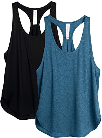 icyzone Workout Tank Tops for Women - Athletic Yoga Tops, Racerback Running Tank Top(Pack of 2)