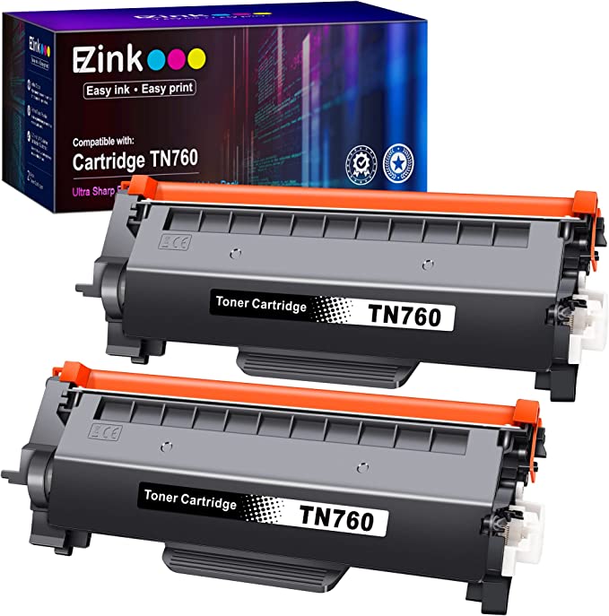 E-Z Ink (TM TN760 Compatible Toner Cartridges Replacement for Brother TN-760 TN730 TN-730 to Use with MFC-L2710DW MFC-L2750DW HL-L2350DW HL-L2370DW HL-L2395DW HL-L2390DW DCP-L2550DW (Black, 2 Pack)