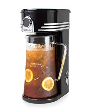 Nostalgia CI3BK Iced Coffee Maker and Tea Brewing System, Glass Pitcher, 3 quart Black