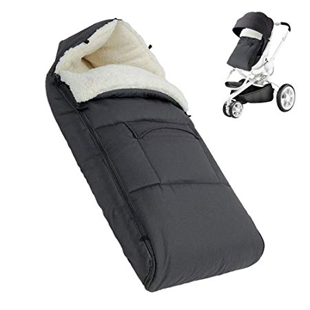 BeebeeRun Baby Footmuff, Snuggle Footmuff with Fleece Lined, Cosy Toes with Hood for Strollers/Prams/Pushchairs, for Baby Under 36 Months (Grey)
