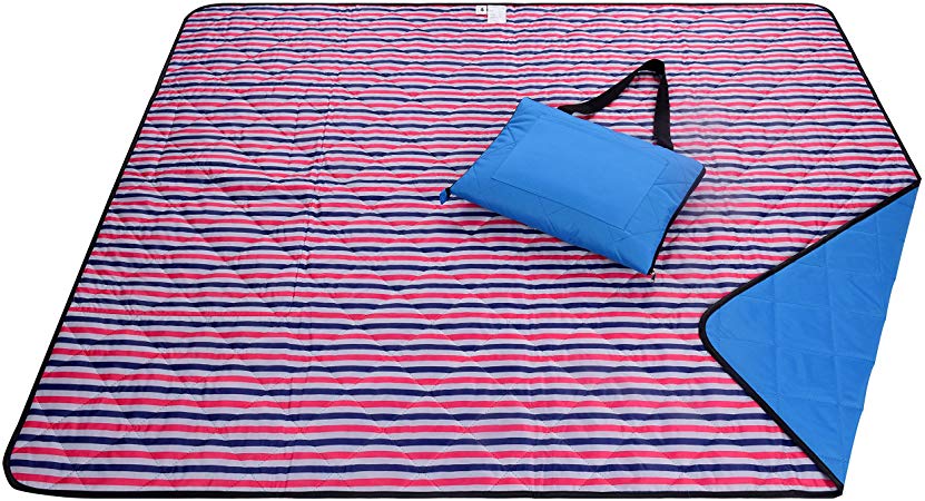 Roebury Beach Blanket Sand Proof & Outdoor Picnic Blanket - Water Resistant, Large Mat for Camping or Travel. Washable, Foldable, Easy Carry Compact Tote Bag