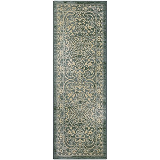 Runner Rugs, Maples Rugs [Made in USA][Pelham] 2' x 6' Non Slip Hallway Entry Area Rug for Living Room, Bedroom, and Kitchen - Light Spa
