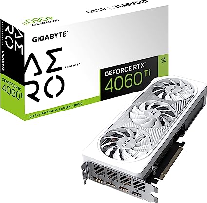 Gigabyte GeForce RTX 4060 Ti AERO OC 8G Graphics Card, 3X WINDFORCE Fans, 8GB 128-bit GDDR6, GV-N406TAERO OC-8GD Video Card