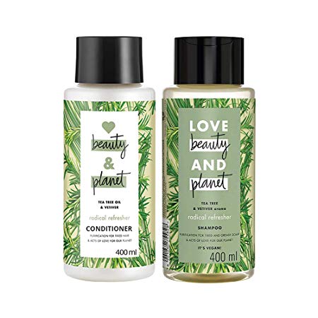 Love Beauty & Planet Tea Tree and Vetiver Aroma Radical Refresher Shampoo & Conditioner, (2 * 400 ml)