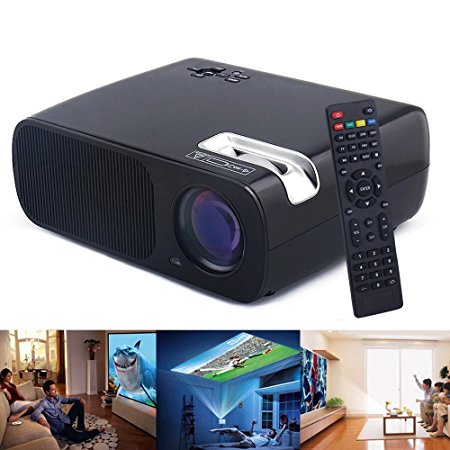 Aketek latest hd 2600 Lumens 800x480 Suppot hd 1080p Keystone Correction Fuction Projector Lcd Led Video Game Home Cinema Theater Movie Projector Perfect for Child Education, Party, Halloween, Xmas ,Support Night Outdoor Camping Mobile Projector with 2 X HDMI,VAG, TV or DTV ,YPBPR ,2 X USB, AV, SD Input-Black