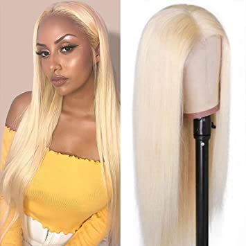 ISEE Hair 613 Blonde Straight Transparent Lace Front Wigs 13x4 Brazilian 10A Human Hair Wigs for Women 613 Blonde Lace Frontal Wigs Pre Plucked With Baby Hair 150% Density (18 Inch, 613 Blonde Color)