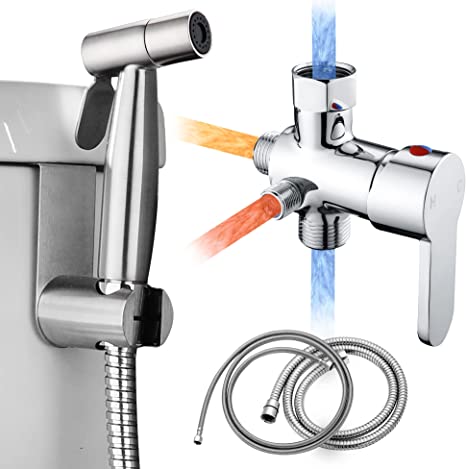 Bidet Sprayer, Handheld Bidet Sprayer for Toilet,Hot /Cold Water Pressure Control with Adjustable Bidet Faucet Hose for Feminine Wash, 304 Stainless Steel Diaper Bidet Attachments.