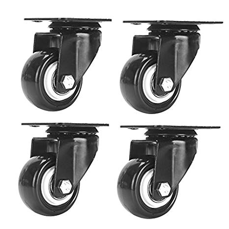 Accessbuy 2" Heavy Duty Caster wheels PU Rubber Swivel Casters with 360 Degree Top Plate & Bearing Heavy Duty Pack of 4 - Black (2 inch Plate)