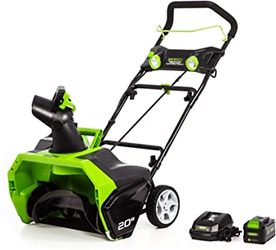 Greenworks 2605302 40V 20’’ Brushless Snow Thrower 6Ah Battery and Charger Included