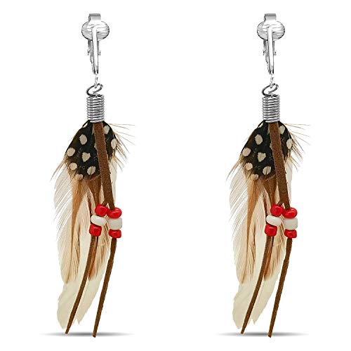 Aloha Earrings Clip On Tassel Earrings-Silk Tassel-Long Clip On Feather Earrings-Bohemian Clip On Earrings-Dream Catcher