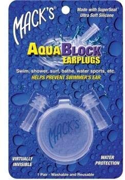 Aqua Block Earplugs Helps Prevent Swimmer Ear for Swim Shower Surf Bathe Water Sports