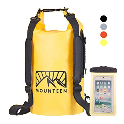 Mounteen Waterproof Backpack Keeps Gear Dry for Kayaking, Swimming, Boating, Fishing, Water sports&Camping, Hiking with Marine Grade Secure Sack and Lightweight Waterproof Phone Case