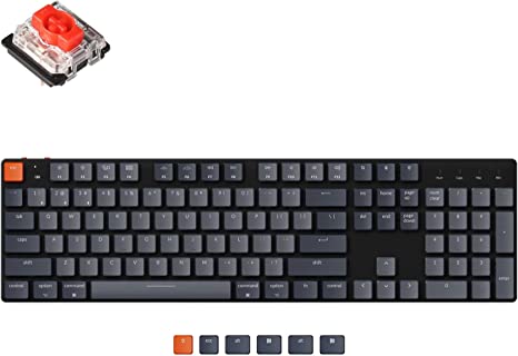 Keychron K5 SE Full Size Layout Ultra-Slim Wireless Bluetooth/Wired USB Mechanical Keyboard with Low-Profile Gateron Red Switch, 104 Keys White LED Backlit Computer Keyboard for Mac and Windows