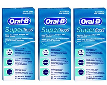 Oral-B Three Packs Of Superfloss - Premeasured Strands X 50