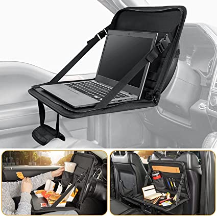 JOYTUTUS Car Laptop Holder, Car Organiser with Tray Table, Car Eating Work Table, Car Back Seat Organiser, Multifunctional Car Office Bag Durable Foldable with Multi-Pocket Car Laptop Bag Desk