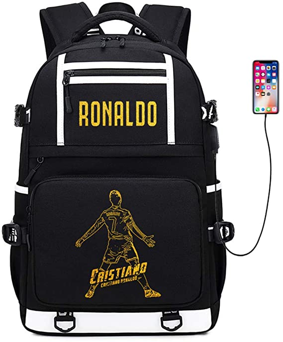 Soccer Player Star Ronaldo CR7 Multifunction Backpack Travel Student Backpack Football Club Fans Bookbag (Style 4)