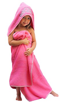Princess Hooded Kid Towel (Pink), 27.5” x 49”, Plush and Absorbent Luxury Bath Towel! 600 GSM, 100% Cotton