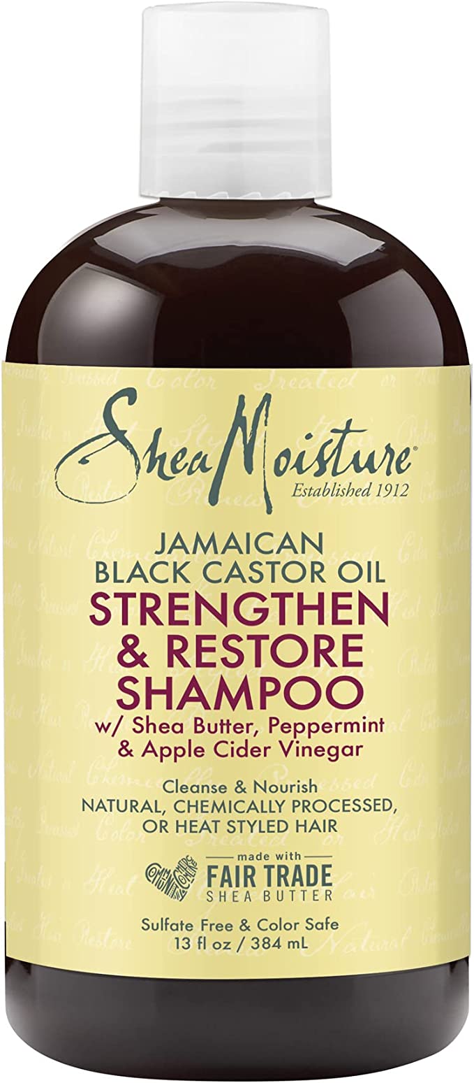 SHEA MOISTURE Jamaican Black Castor Oil Strenghten & Restore Hair Shampoo for damaged hair sulfate-free 384 ml, 1