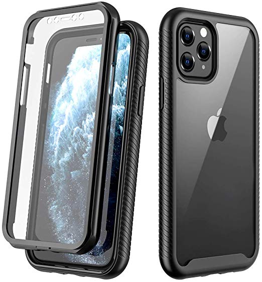 OCYCLONE iPhone 11 Pro Case, 360 Degree Full Body Protective Cover with Built-in Screen Protector Shockproof Clear Bumper Case for iPhone 11 Pro 5.8 Inch 2019 Release - (Black   Clear)