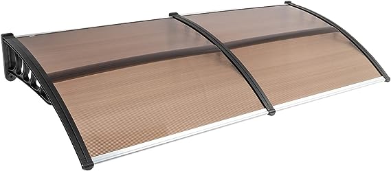 Simply-Me 40" x 80" Door Window Awning Polycarbonate Cover Front Door Outdoor Patio Awning Canopy UV Rain Snow Protection Hollow Sheet (Brown & Black Bracket)