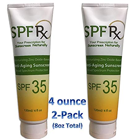 SPF Rx SPF 35 Anti-Aging Sunscreen, Moisturizing Zinc Oxide Based (4 oz, 2 pack)