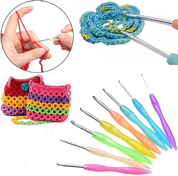 CHDHALTD 8pcs Aluminum Crochet Hook Multicolor Crochet Hook Set 2mm-8mm Smooth Eye Blunt Sewing Needle Craft DIY Knitting Tool