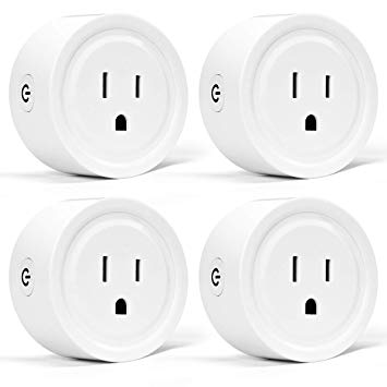 COSTWAY Smart Plug, Mini Wifi Outlet Compatible with Alexa, Google H with Timer Function for All Home Appliances, Supports Android system or IOS system, CE, FCC, ETL, ROHS Certified, White (4 Pieces)