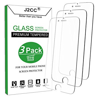 iPhone 7 Plus Screen Protector,J2cc [3-Pack] iPhone 7 Plus 6 Plus 6s Plus Tempered Glass Screen Protection [9H Hardness] [HD Clear] [Bubble Free][3D Touch Compatible] [Case Fit]